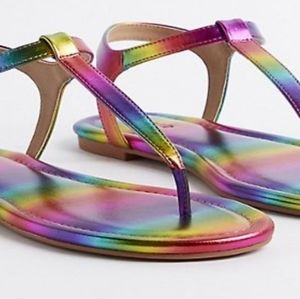 ALWAYS PROUD T-STRAP SANDAL - METALLIC RAINBOW (WW) SIZE 9 NWT
